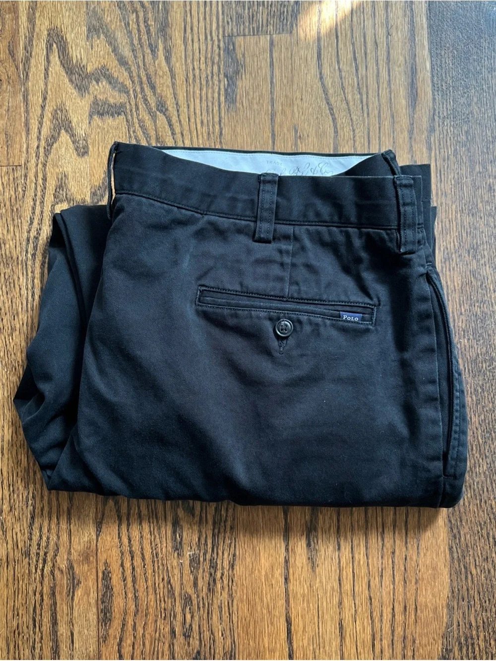 Polo Ralph Lauren Classic Fit Pleated Pants Black 100% Cotton Chino Men’s 38x32